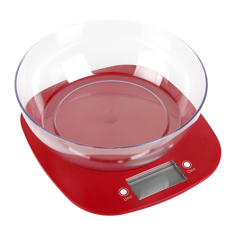 Ваги кухонні GRUNHELM KES-1PR (Червоні, з чашею)