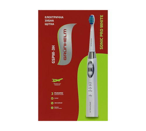 Електрична зубна щітка Grunhelm GSPB-3H біла