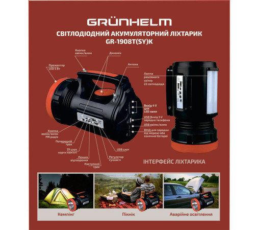 Фонарь GRUNHELM GR-1908T(SY)K
