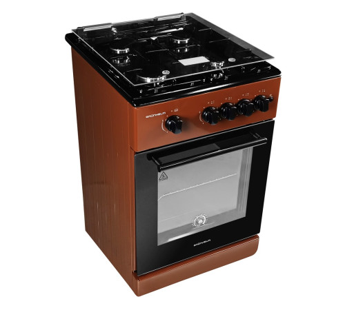 Плита газова Grunhelm G4FG5612BRB Коричнево-чорна