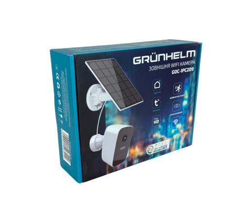 Наружная WiFi камера GOC-IPC209 с солнечной панелью Grunhelm