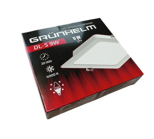 Cвітильник LED квадратний врізний - DL-S 9W 145х145хх29.5 мм Grunhelm
