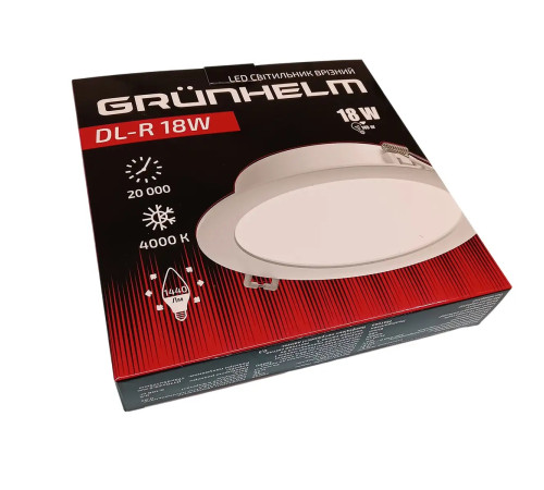 Cвітильник LED круглий врізний - DL-R 18W 170х29.5 мм Grunhelm