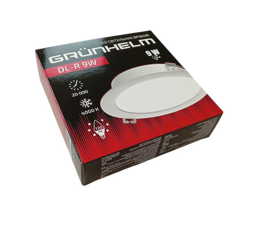 Cвітильник LED круглий врізний - DL-R 9W 120х29.5 мм Grunhelm