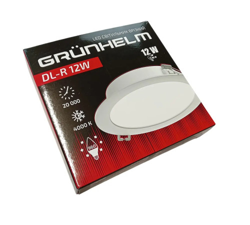 Cвітильник LED круглий врізний - DL-R 12W 145х29.5 мм Grunhelm