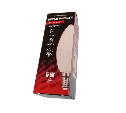 Лампа LED - C37-5W-4K-E14 Long-Life R2.0 Grunhelm