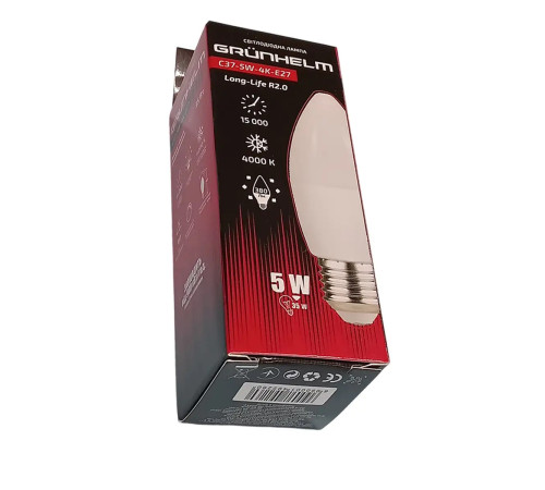 Лампа LED - C37-5W-4K-E27 Long-Life R2.0 Grunhelm