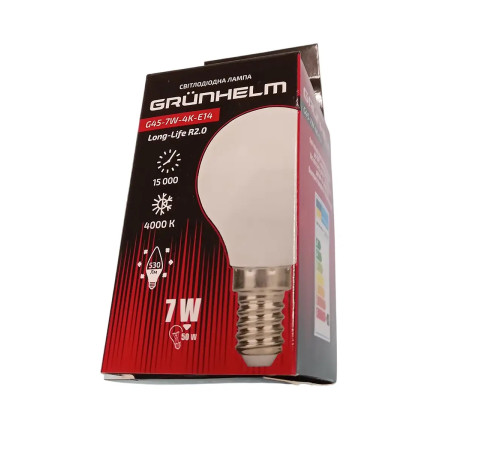 Лампа LED - G45-7W-4K-E14 Long-Life R2.0 Grunhelm