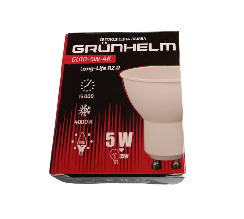 Лампа LED - GU10-5W-4K-E27 Long-Life R2.0 Grunhelm