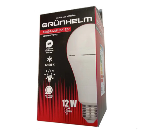 Лампа LED аварийная - GEA60-12W-65K-E27 Grunhelm