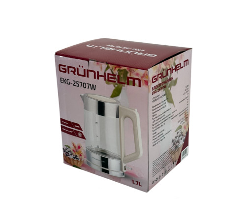Електрочайник Скло - EKG-25707W білий Grunhelm